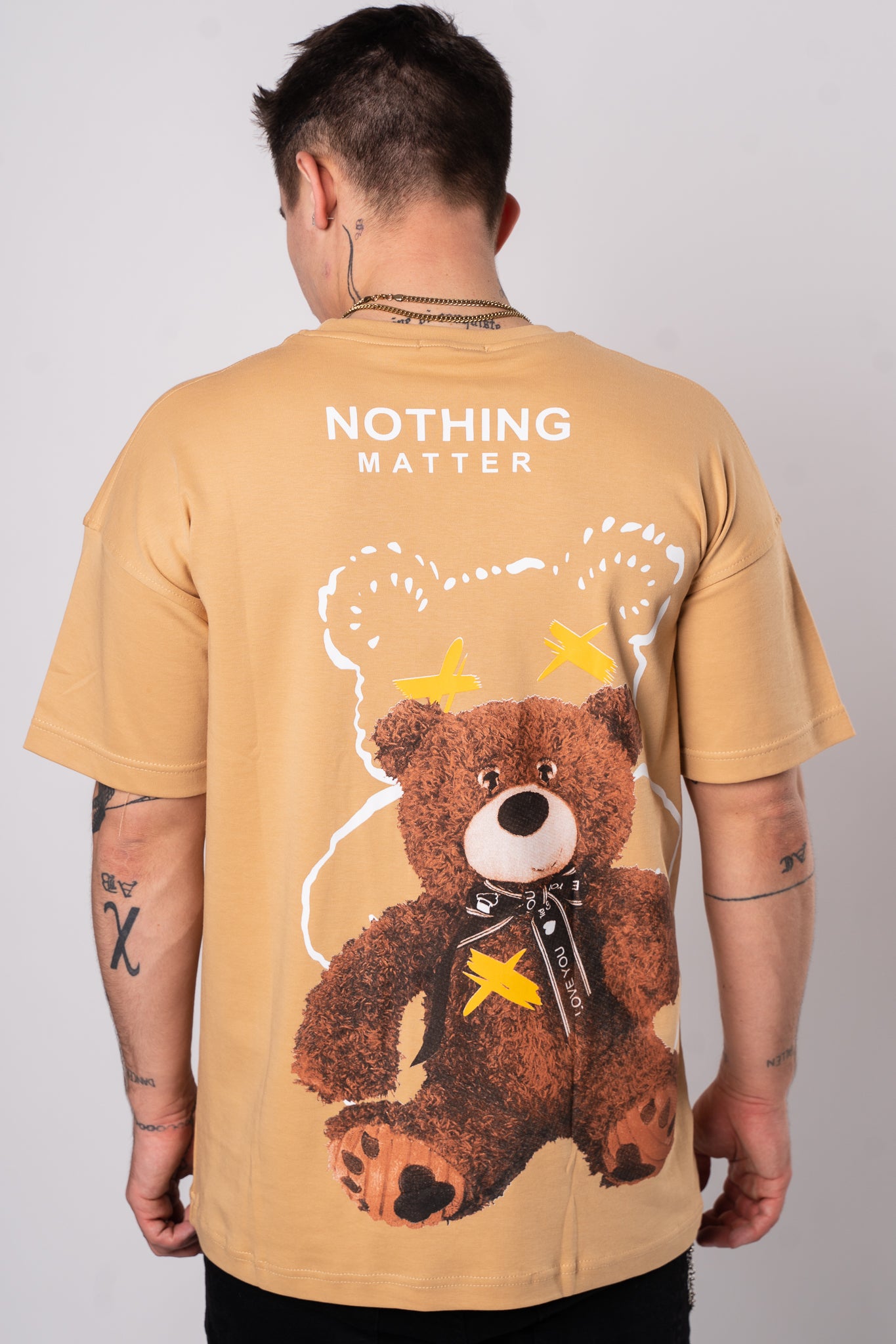 Koszulka Oversize "Nothing Matter" - Musztardowa