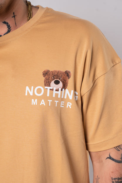 Koszulka Oversize "Nothing Matter" - Musztardowa
