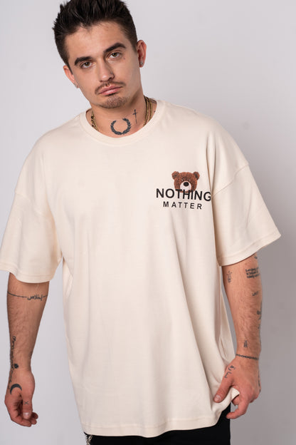 Koszulka Oversize "Nothing Matter" - Beżowa