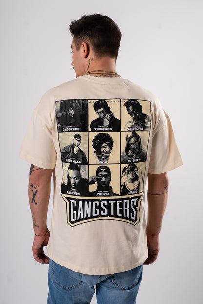 Koszulka Oversize "Gangsters" - kremowy