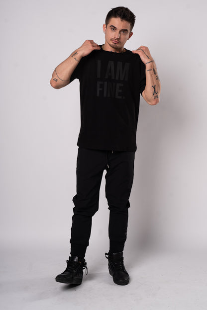 Koszulka Oversize "I am Fine" - Czarny