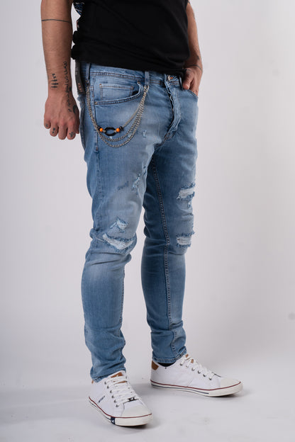 Modne jeansy z łańcuszkiem "MenIsland"