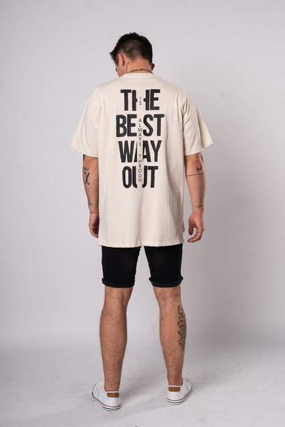 Koszulka Oversize "The Best Way Out" - biała