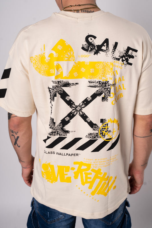 Koszulka Oversize "SALE" - Beżowa