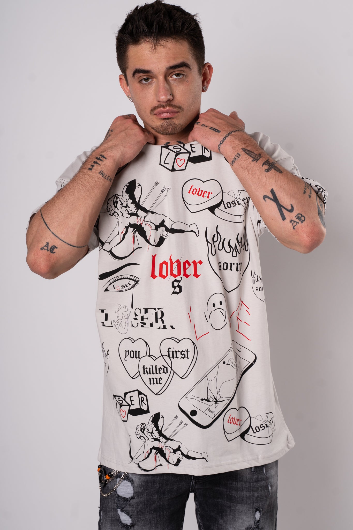 Koszulka Oversize "Lover" - Szary