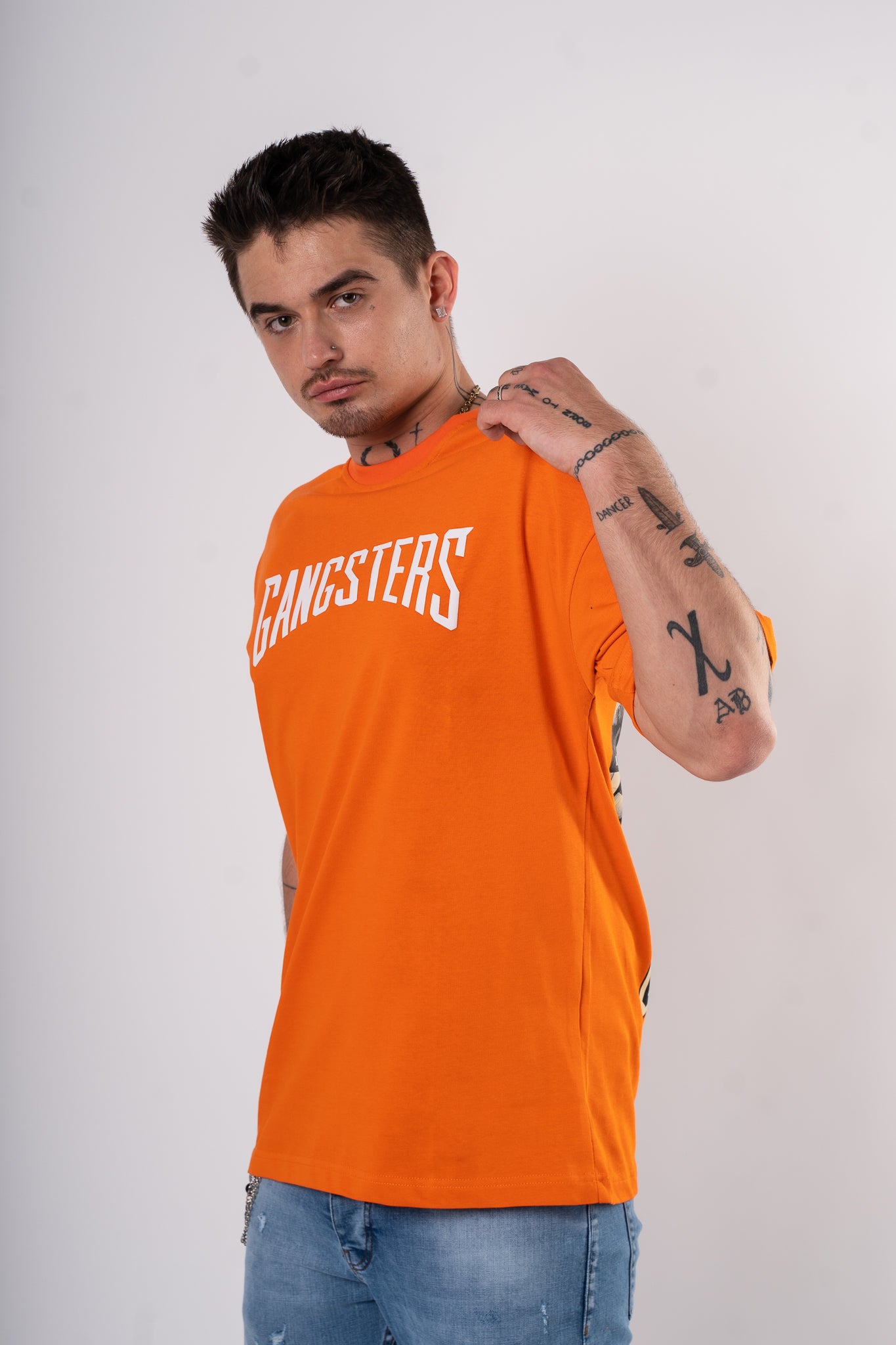 Koszulka Oversize "Gangsters" - pomarańczowa